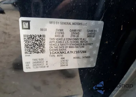 2019 GMC Acadia Sle z USA, uszkodzony, nr VIN 1GKKNKLA7KZ107284